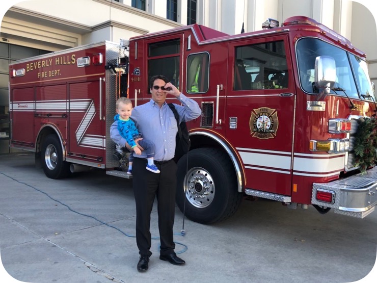 Hunter Janssen and Daddy Aaron at Beverly Hills FD